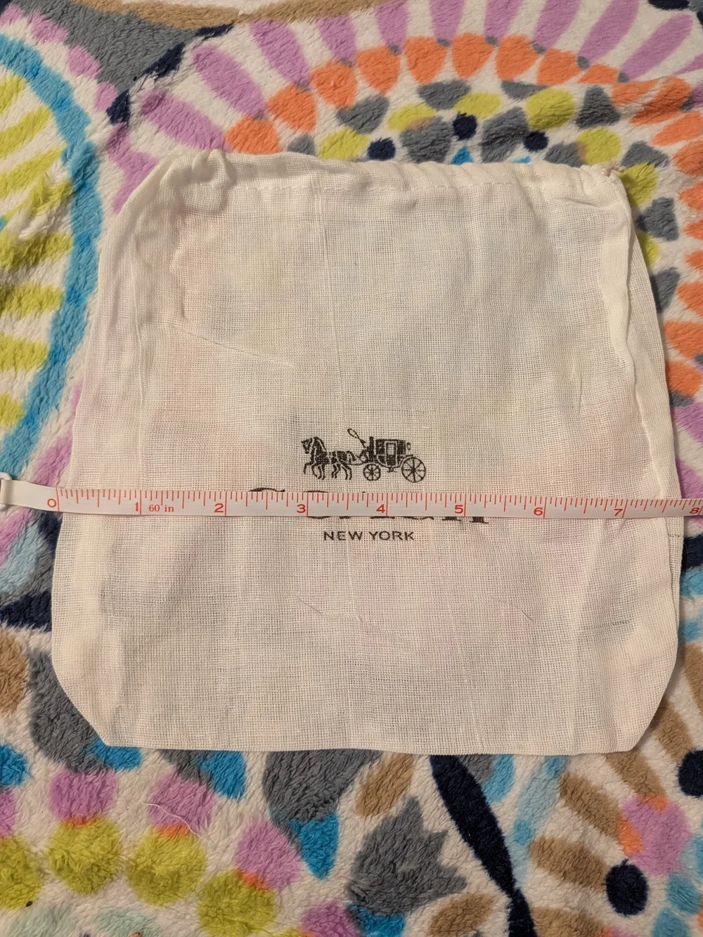 COACH White Logo Drawstring Dust Pouch